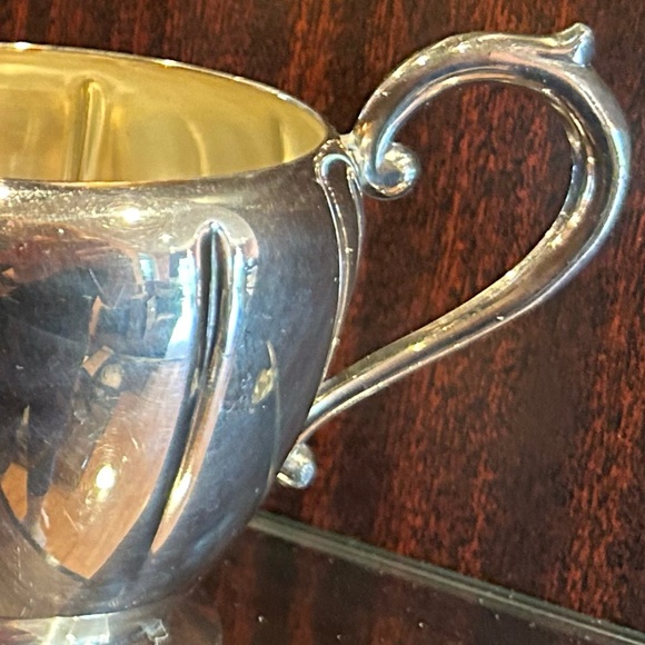 Vintage Arts Co Sugar Bowl 3" High & Creamer Silver-plated Armor SIlver Set of 2 - Picture 8 of 13